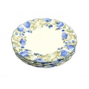 Set Of 4 Nikko Flirtatious Floral Scalloped 8" Salad Plates Japan Fine Tableware